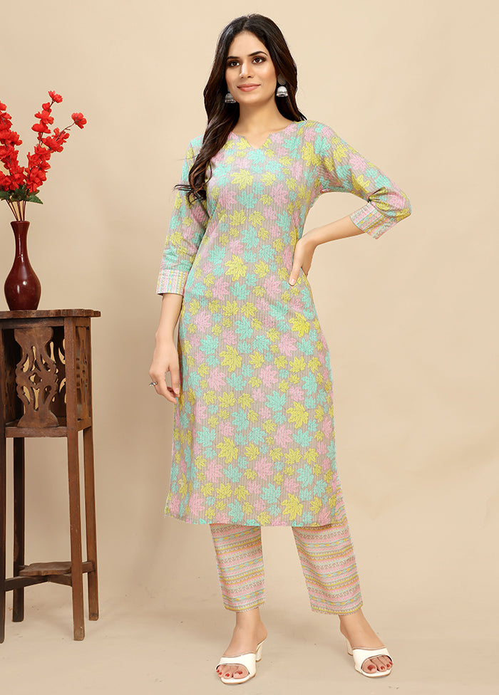 2 Pc Multicolor Readymade Cotton Kurti Set