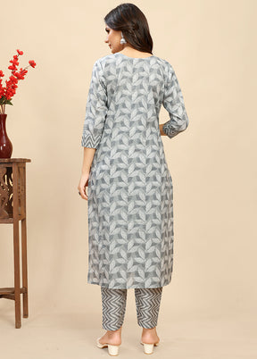 2 Pc Grey Readymade Cotton Kurti Set