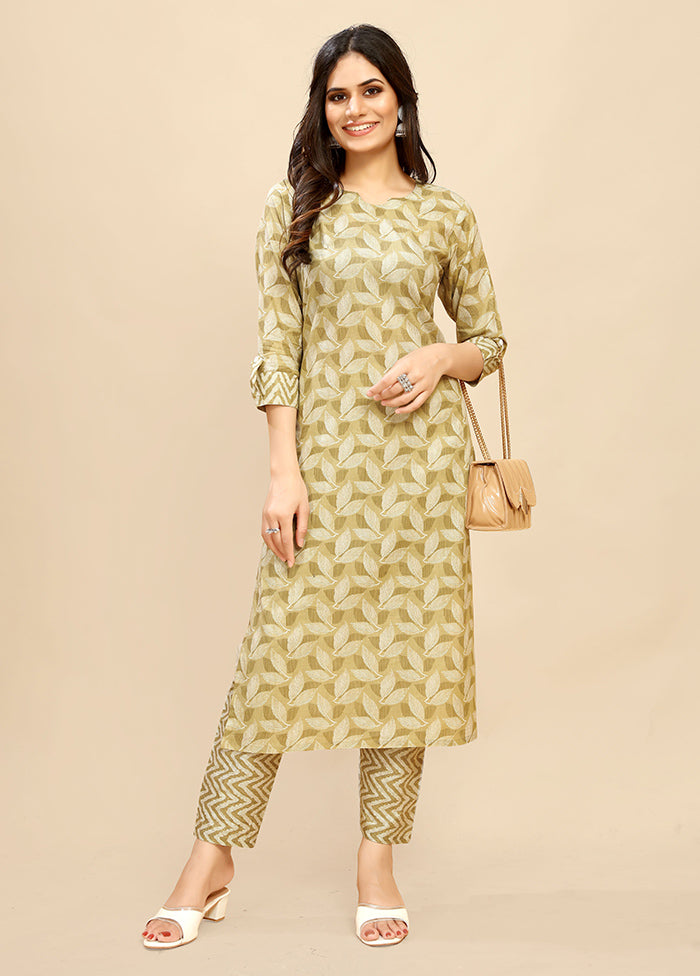 2 Pc Mustard Readymade Cotton Kurti Set