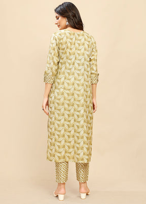 2 Pc Mustard Readymade Cotton Kurti Set