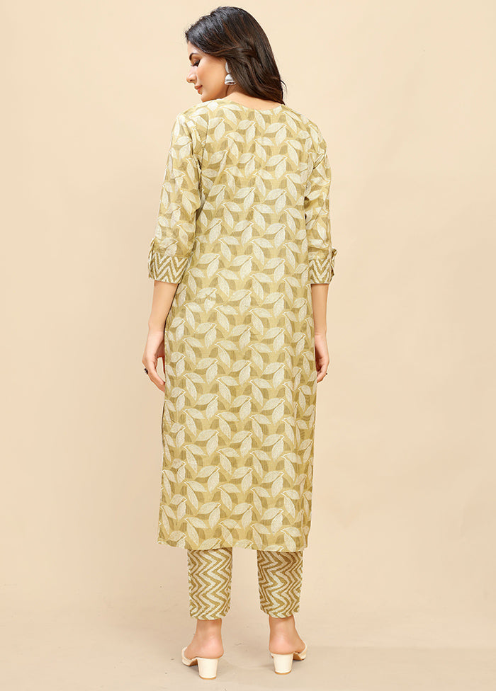 2 Pc Mustard Readymade Cotton Kurti Set