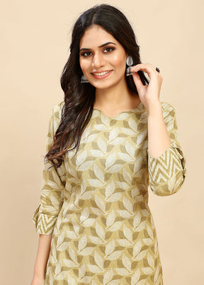 2 Pc Mustard Readymade Cotton Kurti Set