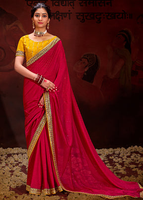 Red Dupion Silk Saree With Blouse Piece