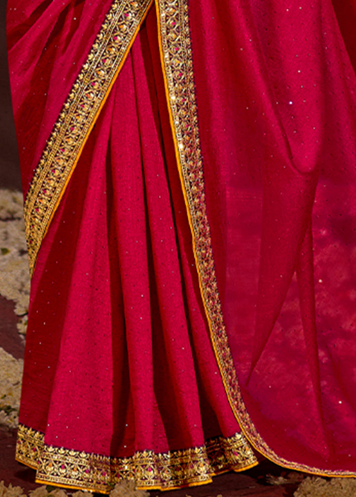 Red Dupion Silk Saree With Blouse Piece