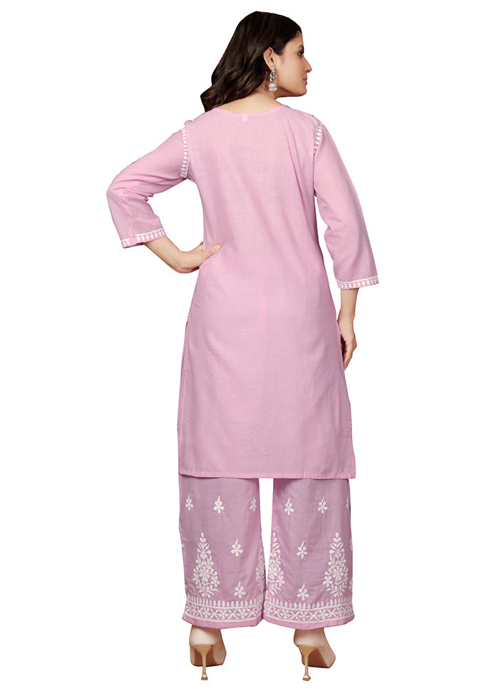 2 Pc Pink Readymade Cotton Kurti Set