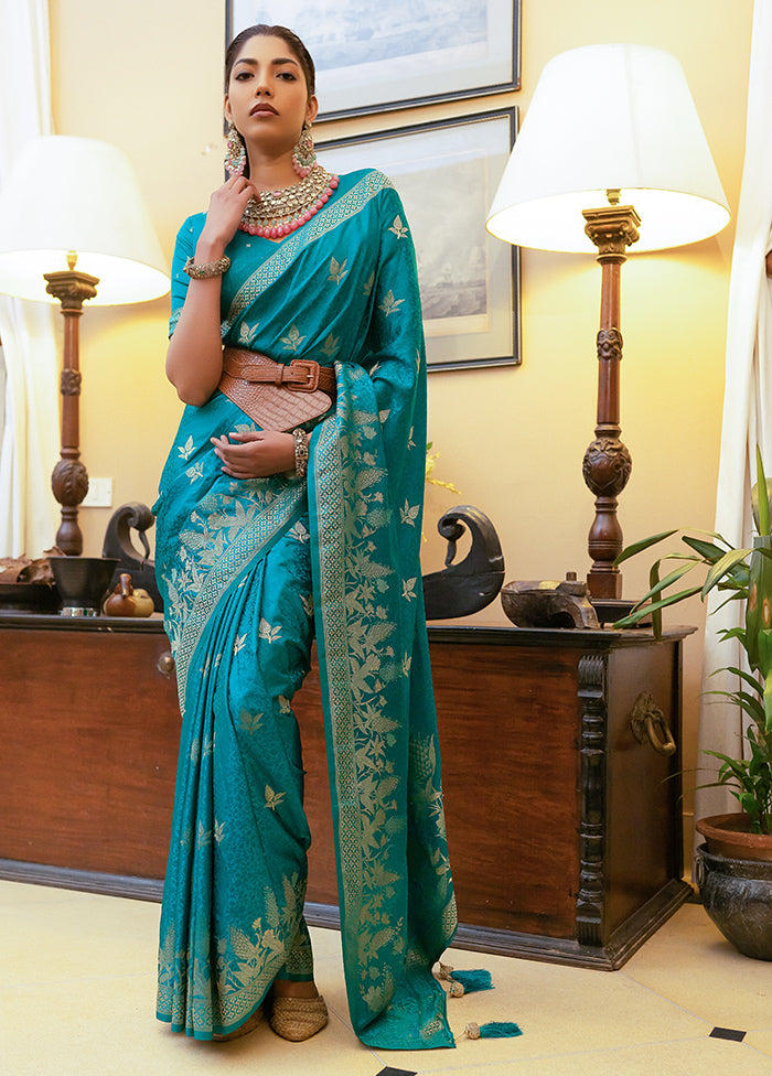 Firoza Satin Silk Saree With Blouse Piece