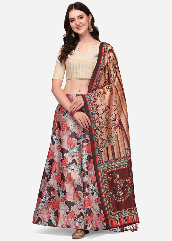 Multicolor Silk Semi Stitched Lehenga Set