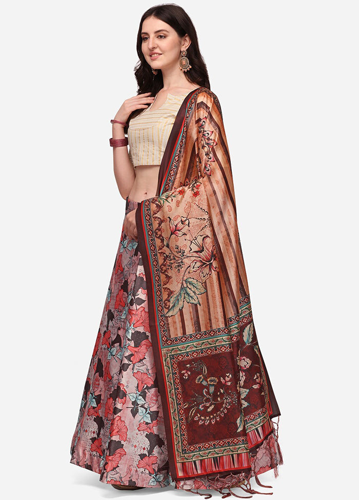 Multicolor Silk Semi Stitched Lehenga Set