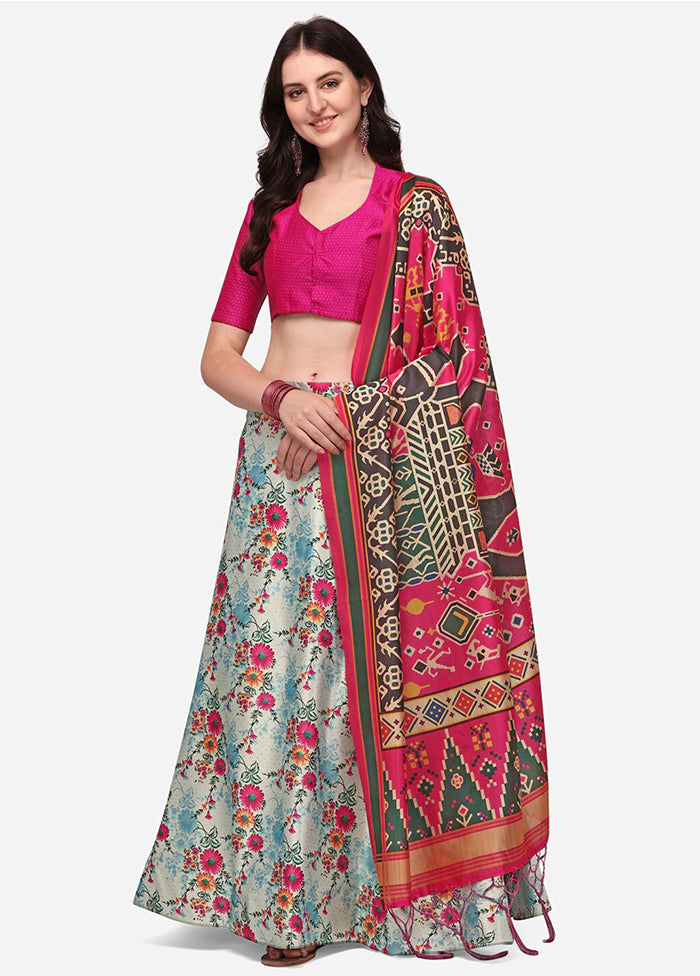 Multicolor Silk Semi Stitched Lehenga Set