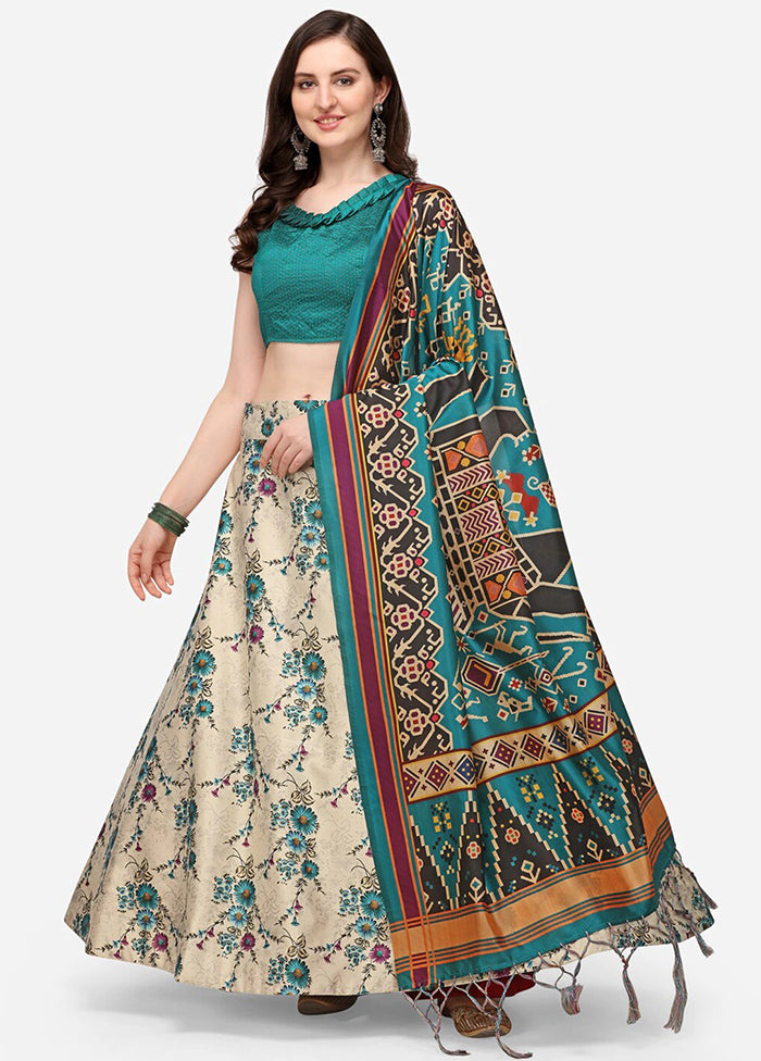 Multicolor Silk Semi Stitched Lehenga Set