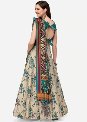 Multicolor Silk Semi Stitched Lehenga Set