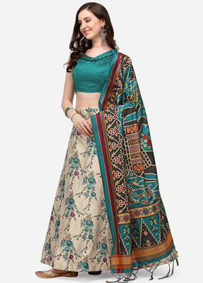 Multicolor Silk Semi Stitched Lehenga Set