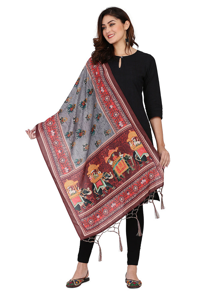 Multicolor Cotton Designer Digital Printed Work Dupatta