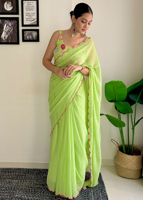 Pink Georgette Saree With Blouse Piece