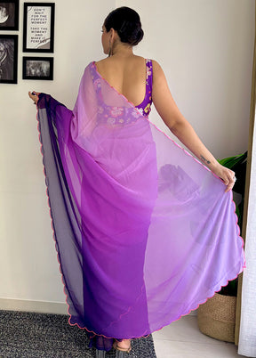 Purple Georgette Saree With Blouse Piece