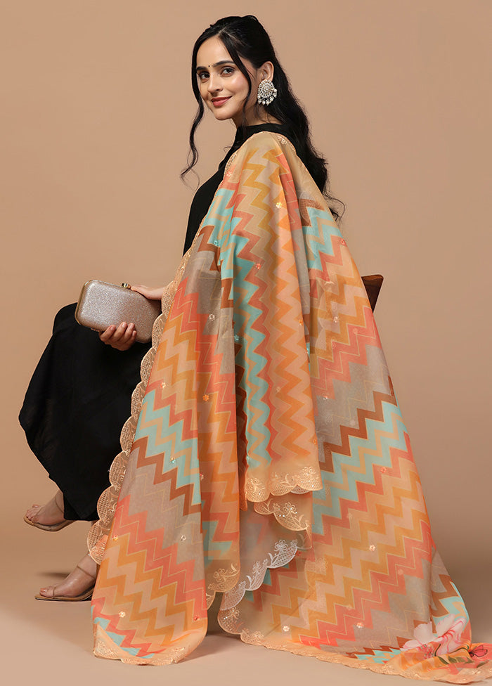 Multicolor Organza Embroidered Work Dupatta