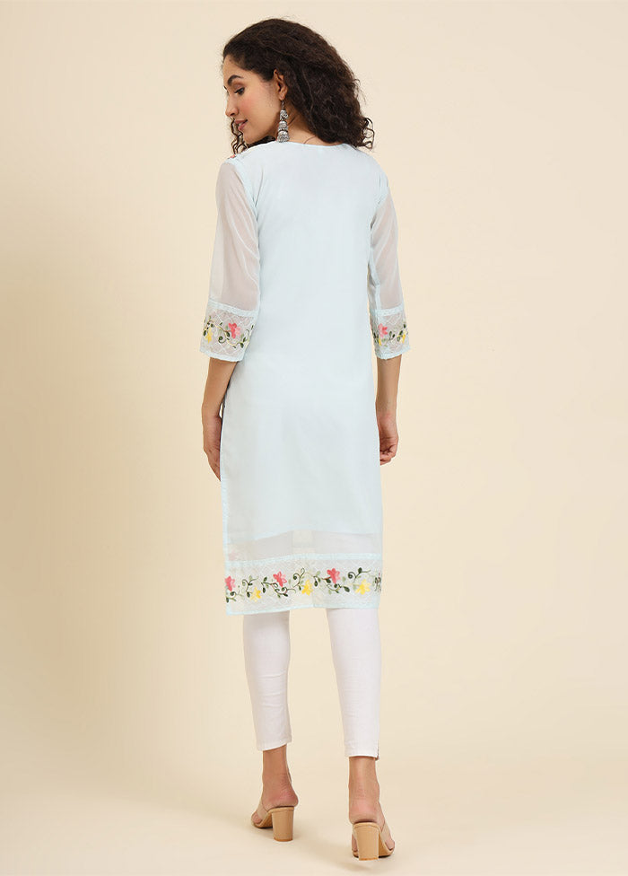 Sky Blue Readymade Georgette Kurti