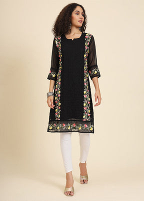 Black Readymade Georgette Kurti