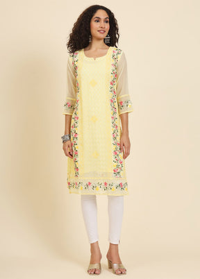 Yellow Readymade Georgette Kurti