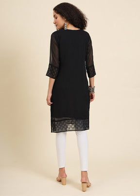 Black Readymade Georgette Kurti