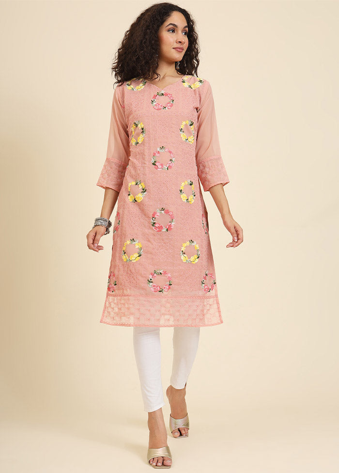 Peach Readymade Georgette Kurti