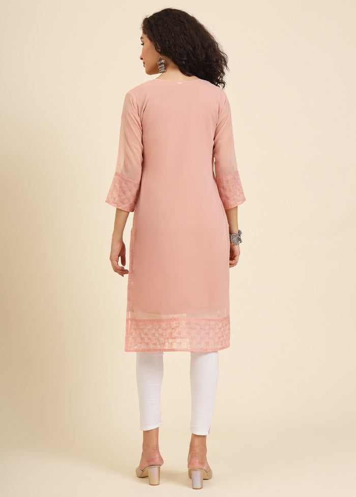 Peach Readymade Georgette Kurti