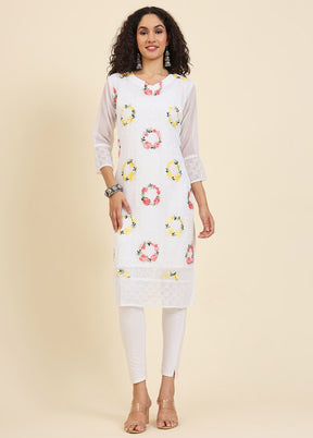 White Readymade Georgette Kurti