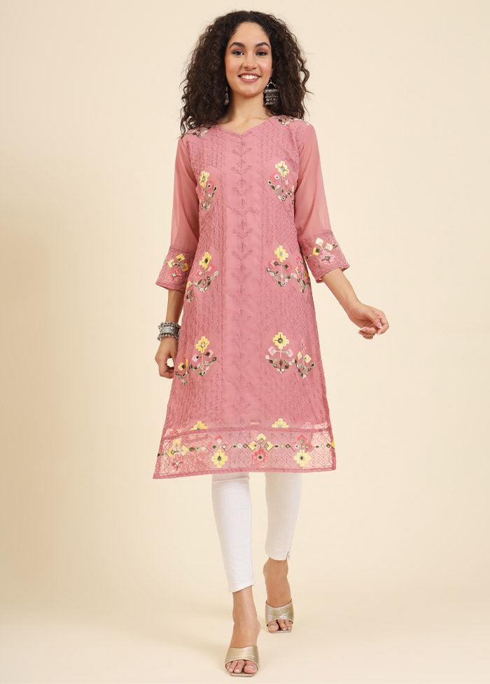 Pink Readymade Georgette Kurti