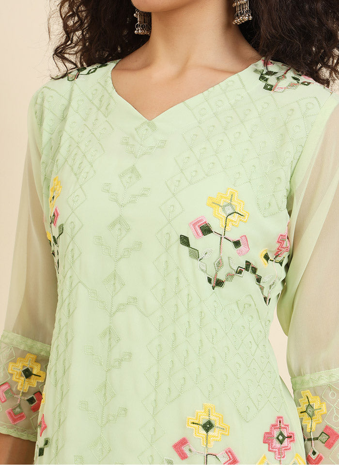 Pista Green Readymade Georgette Kurti