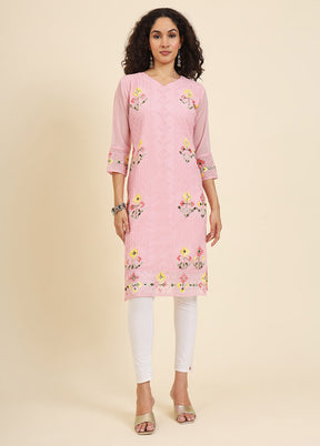 Pink Readymade Georgette Kurti