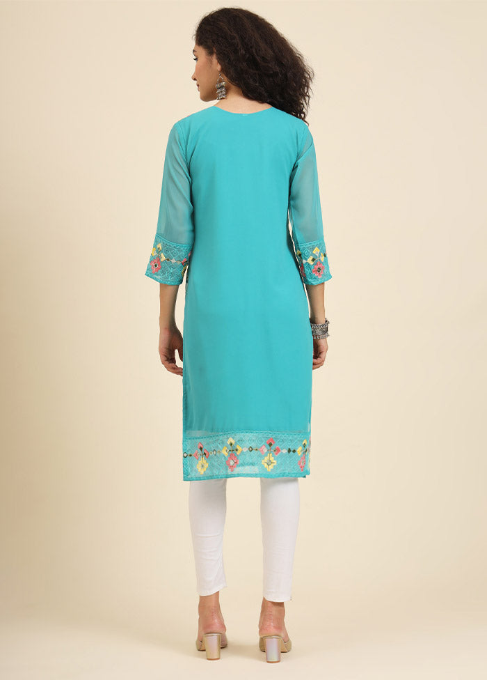 Blue Readymade Georgette Kurti