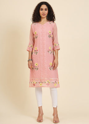 Peach Readymade Georgette Kurti