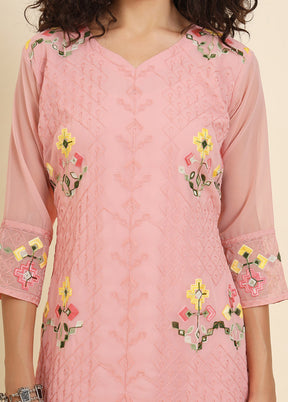 Peach Readymade Georgette Kurti