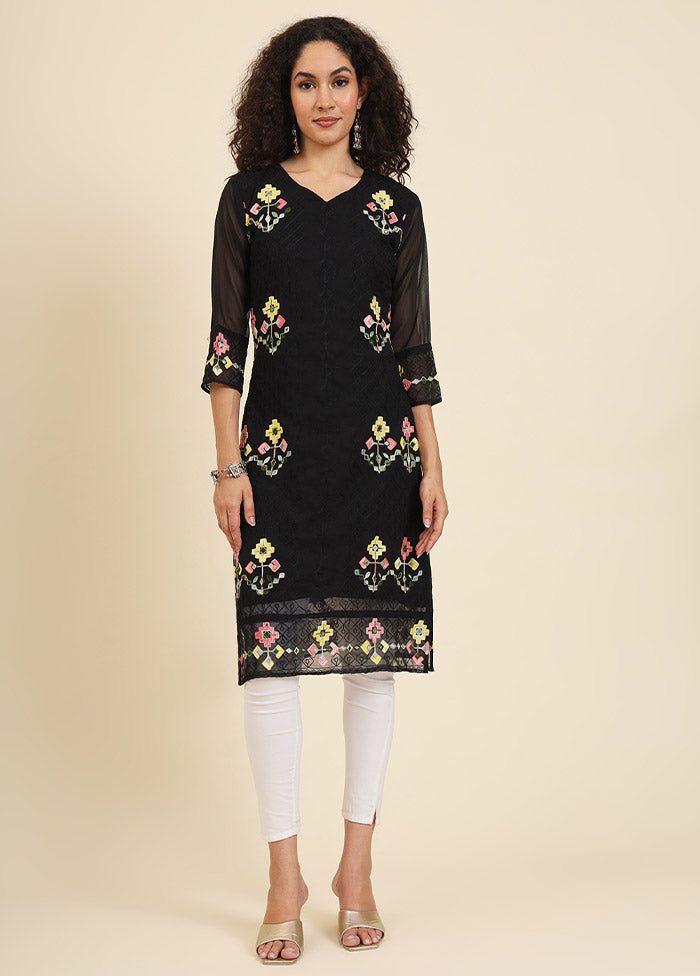 Black Readymade Georgette Kurti