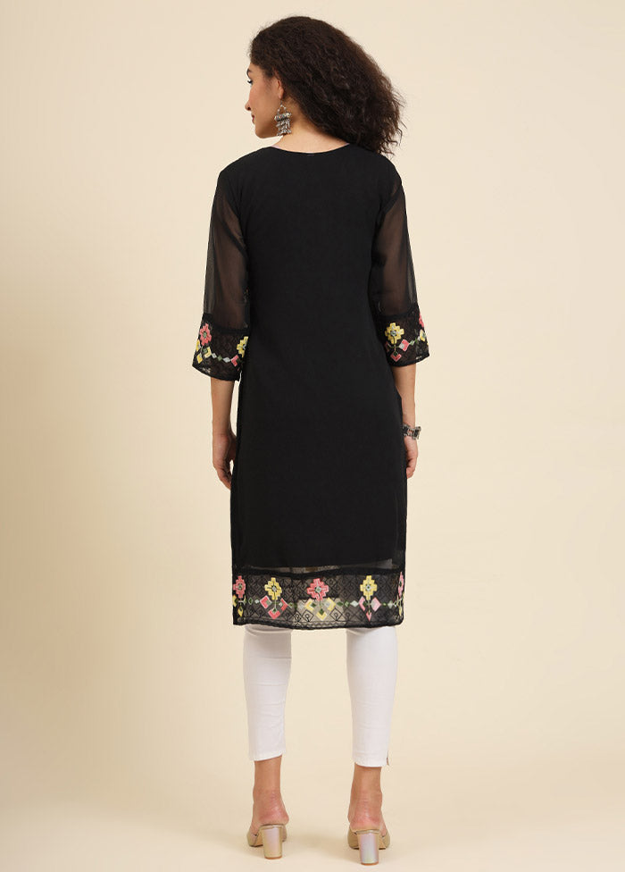 Black Readymade Georgette Kurti