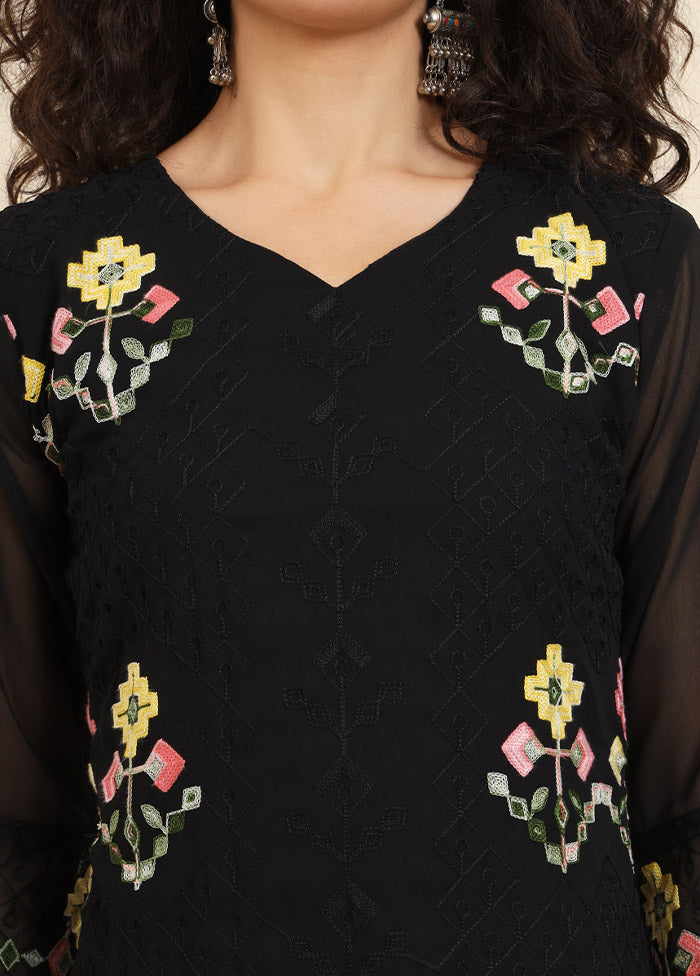 Black Readymade Georgette Kurti