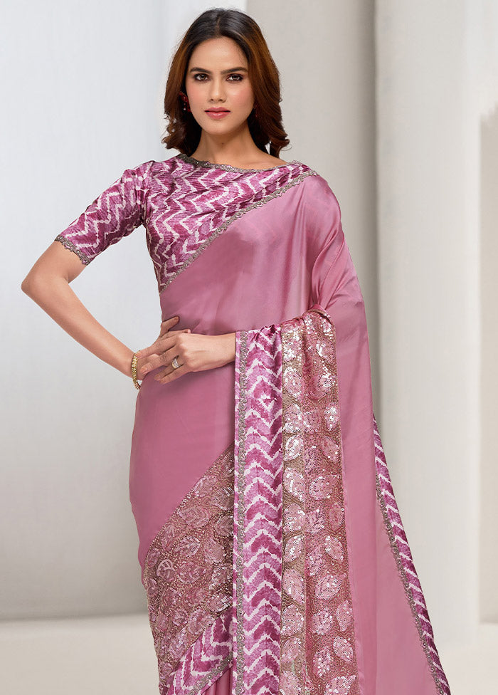 Pink Georgette Saree With Blouse Piece