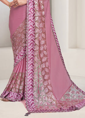 Pink Georgette Saree With Blouse Piece