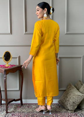 3 Pc Yellow Readymade Viscose Suit Set