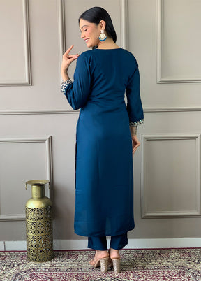 3 Pc Blue Readymade Viscose Suit Set