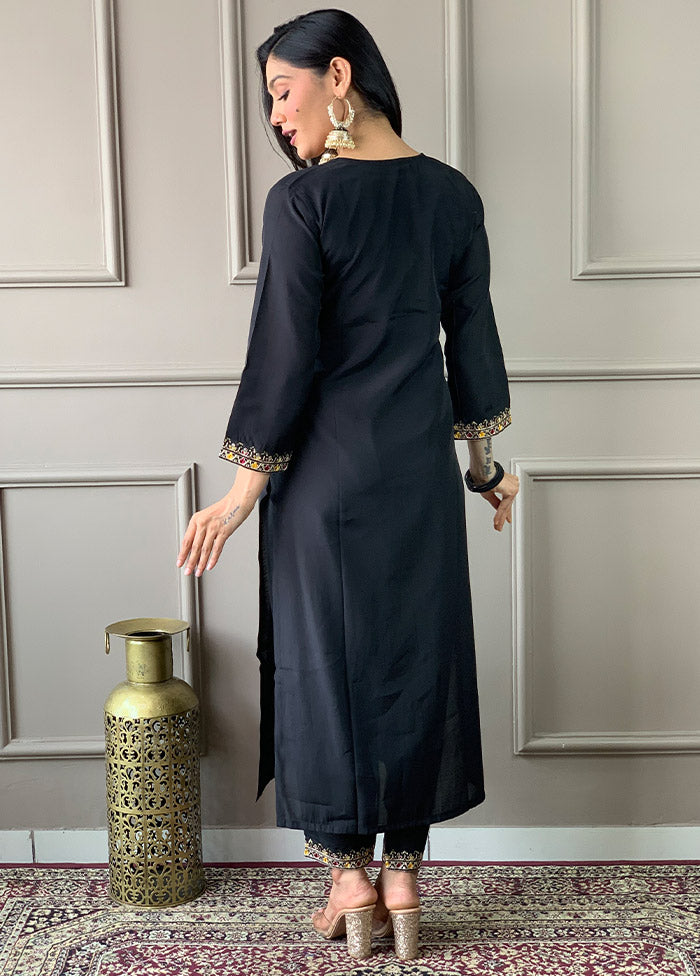 3 Pc Black Readymade Viscose Suit Set