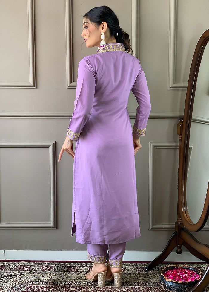 3 Pc Purple Readymade Viscose Suit Set