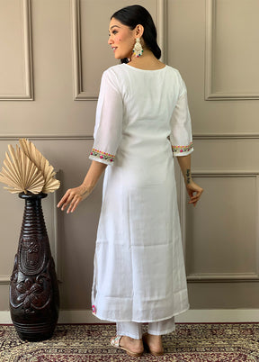 3 Pc Off White Readymade Chanderi Suit Set