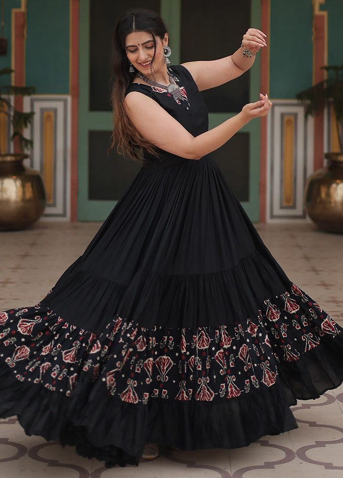 Black Readymade Rayon Indian Dress