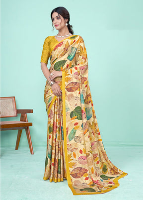 Multi Crepe Silk Saree With Blouse Piece