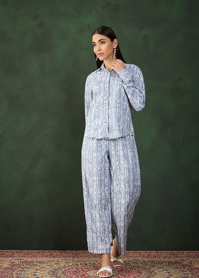 2 Pc Blue Readymade Silk Coord Set