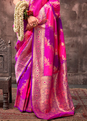 Pink Dupion Silk Saree With Blouse Piece