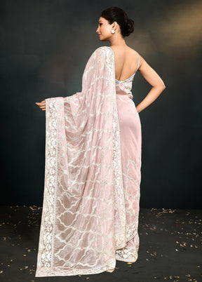 Pink Organza Saree With Blouse Piece