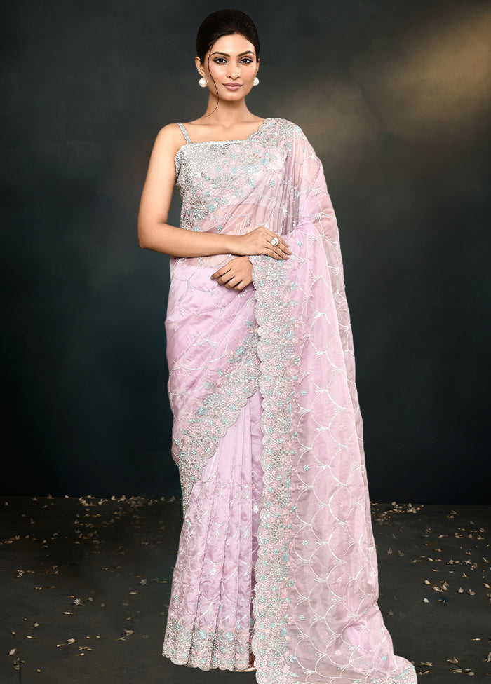 Lavender Organza Saree With Blouse Piece