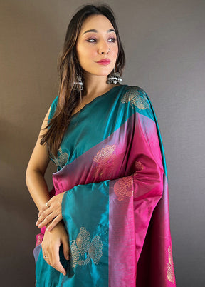 Pink Spun Silk Saree With Blouse Piece